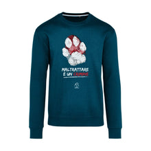 Felpa “Maltrattare è un crimine” - Girocollo, petrolio con grafica frontale