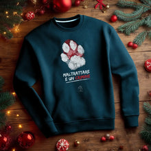 Felpa “Maltrattare è un crimine” - Girocollo, petrolio con grafica frontale