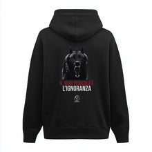 Felpa “Il vero pericolo è l’ignoranza” - Cappuccio, nera con grafica sul retro