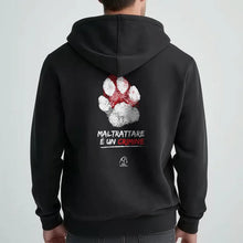 Felpa “Maltrattare è un crimine” - Cappuccio, nera con grafica sul retro