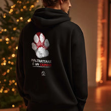 Felpa “Maltrattare è un crimine” - Cappuccio, nera con grafica sul retro