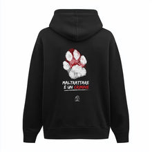 Felpa “Maltrattare è un crimine” - Cappuccio, nera con grafica sul retro