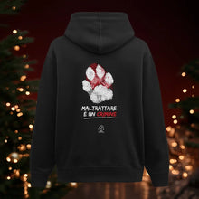 Felpa “Maltrattare è un crimine” - Cappuccio, nera con grafica sul retro