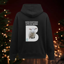 Felpa con cappuccio “Non esistono vite di serie B” - Pecora